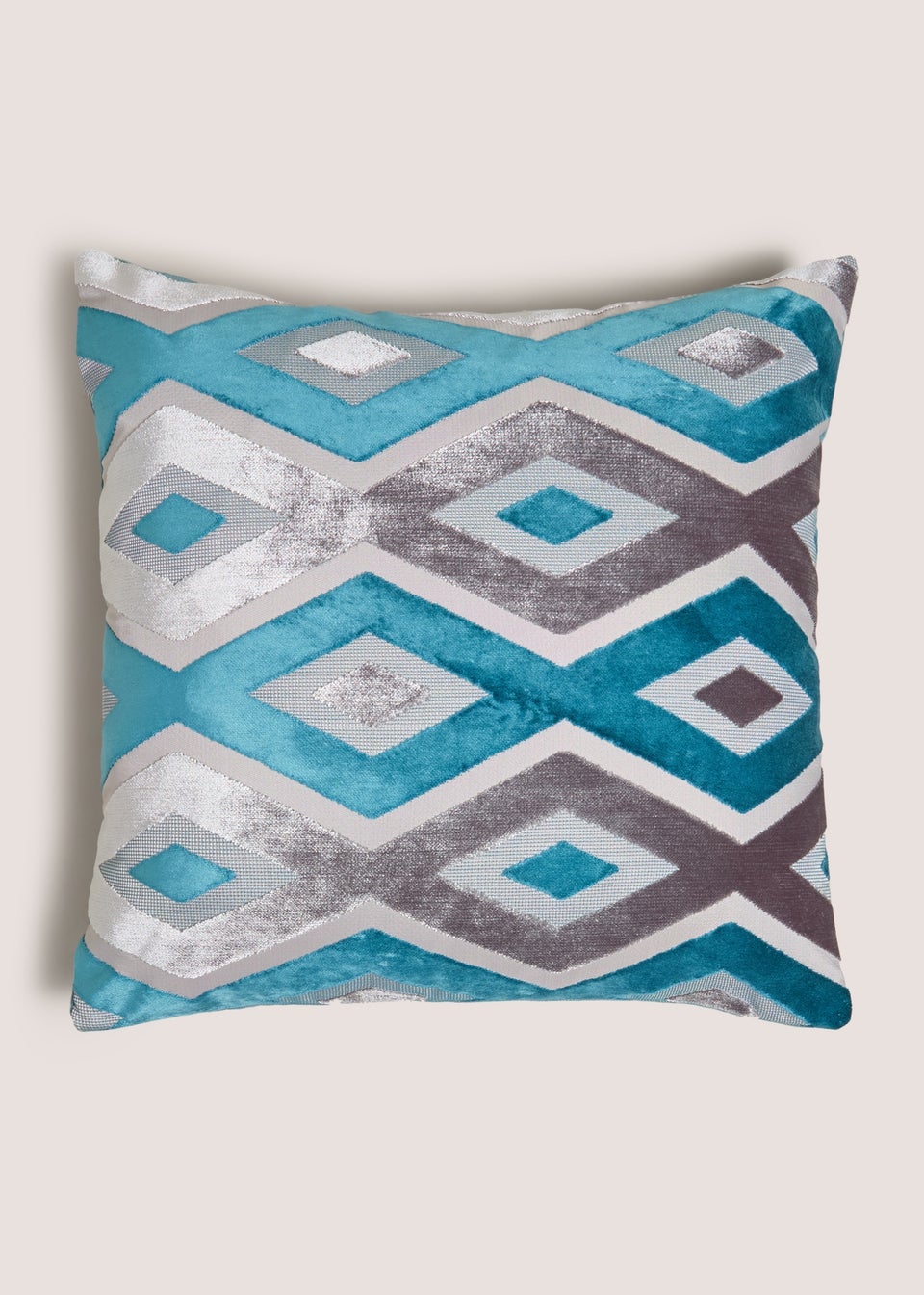 Teal Cut Velvet Diamond Cushion