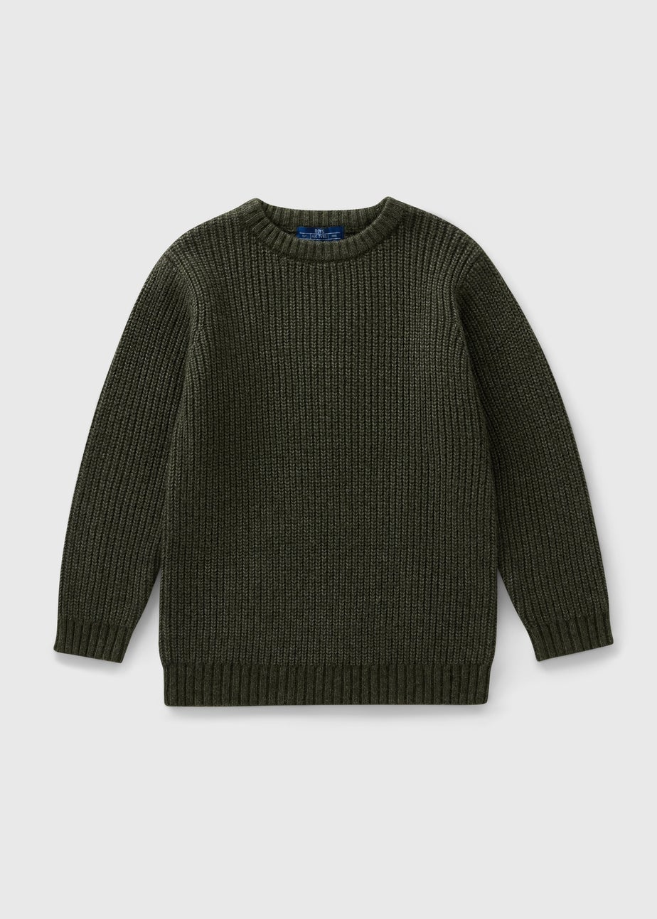 Boys Khaki Fisherman Knit Jumper (7-15yrs)
