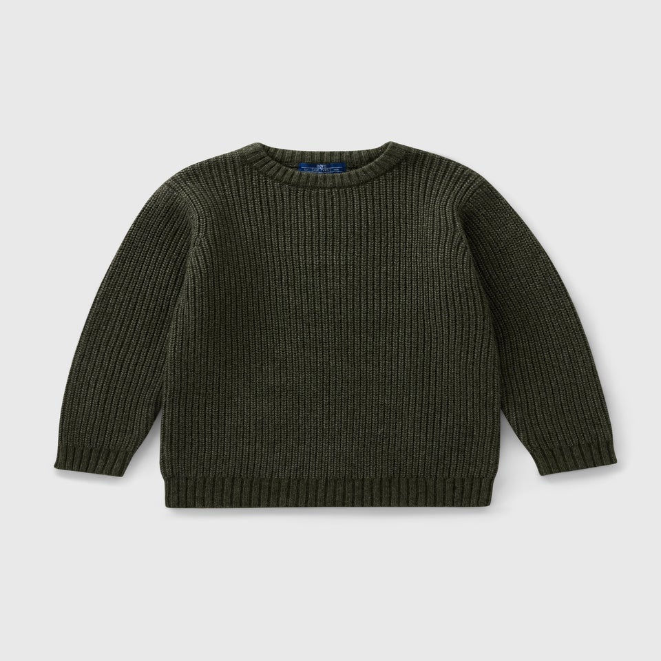 Boys Khaki Fisherman Knit Jumper (7-15yrs)
