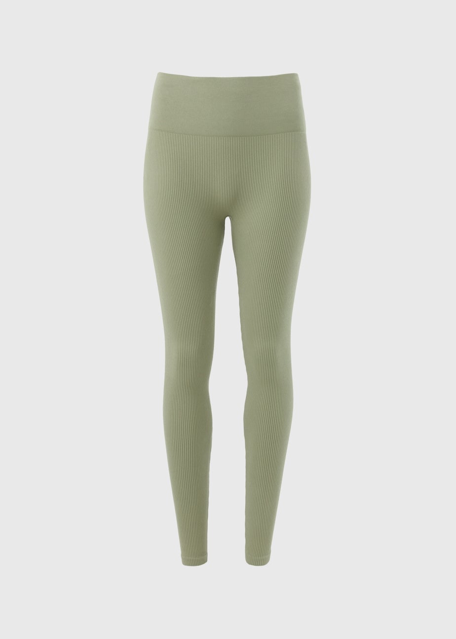 Sage Green Seamless Ribbed Leggings