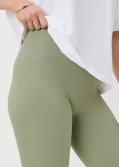Sage Green Seamless Ribbed Leggings