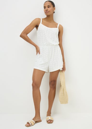 Cream Towelling Playsuit