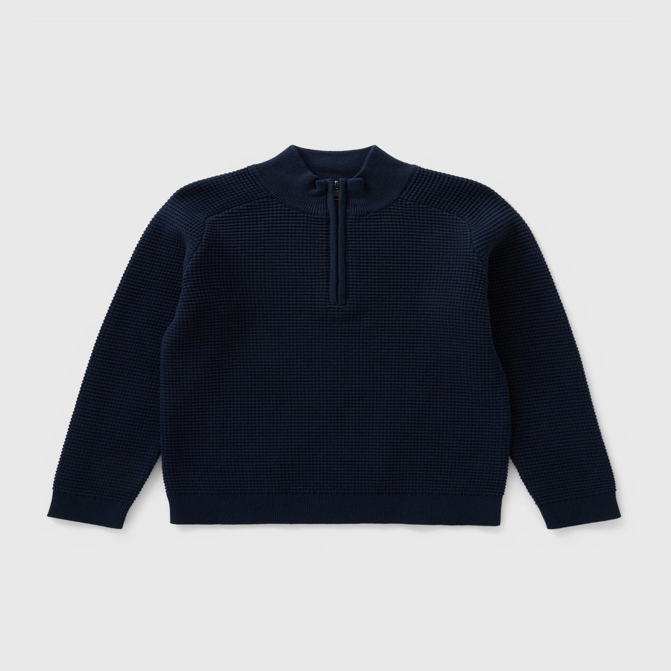 Boys Navy 1/4 Zip Knitted Jumper (7-15yrs)