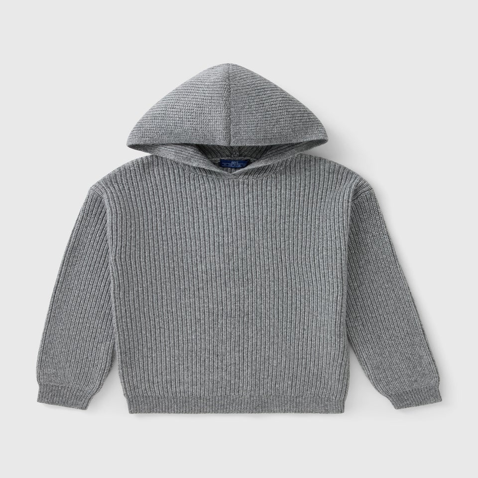 Boys Grey Knitted Hoodie (7-15yrs)