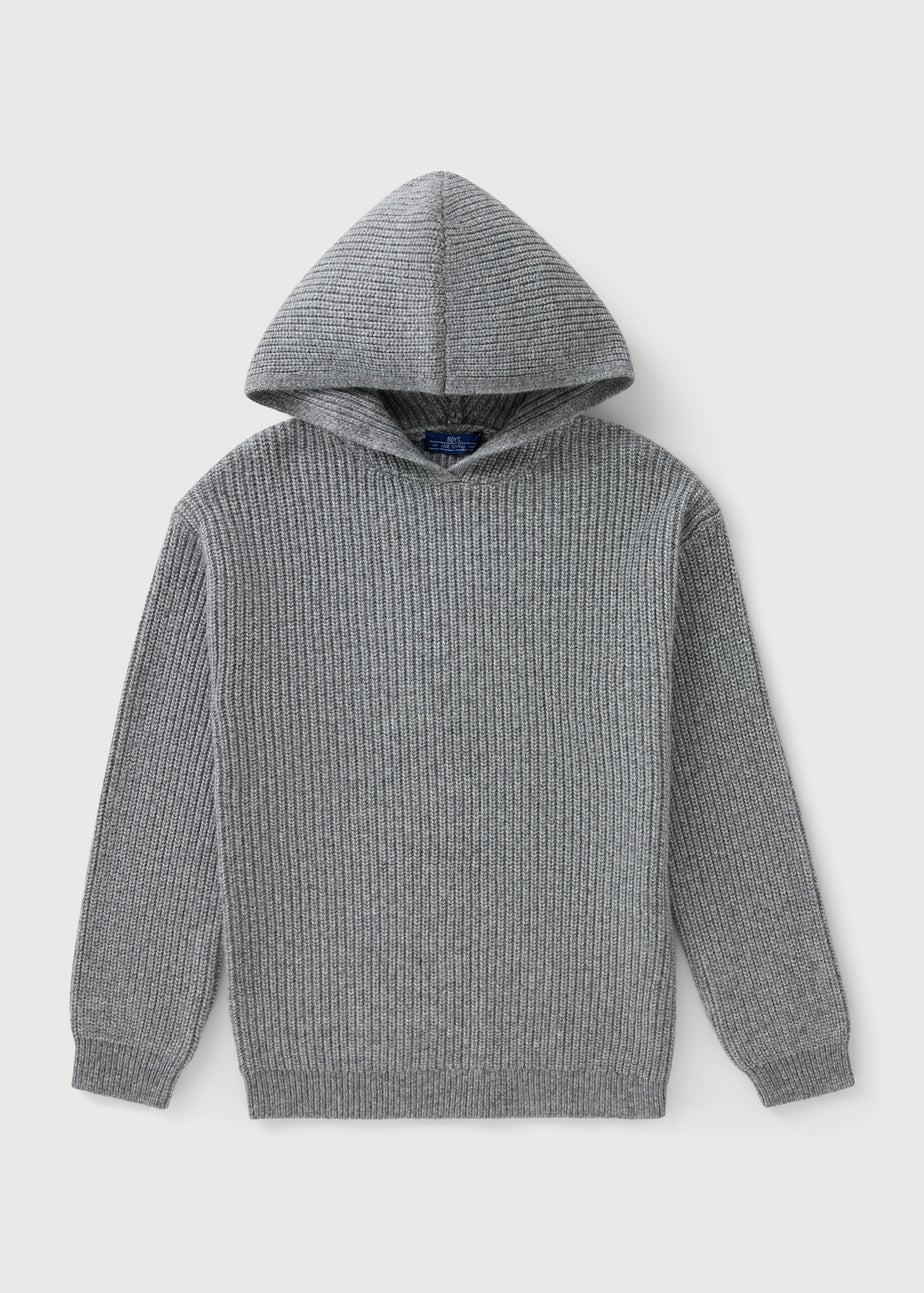 Boys Grey Knitted Hoodie (7-15yrs)