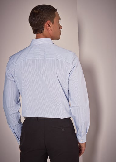 Taylor & Wright Blue Slim Fit Blue Burgundy Stripe Shirt