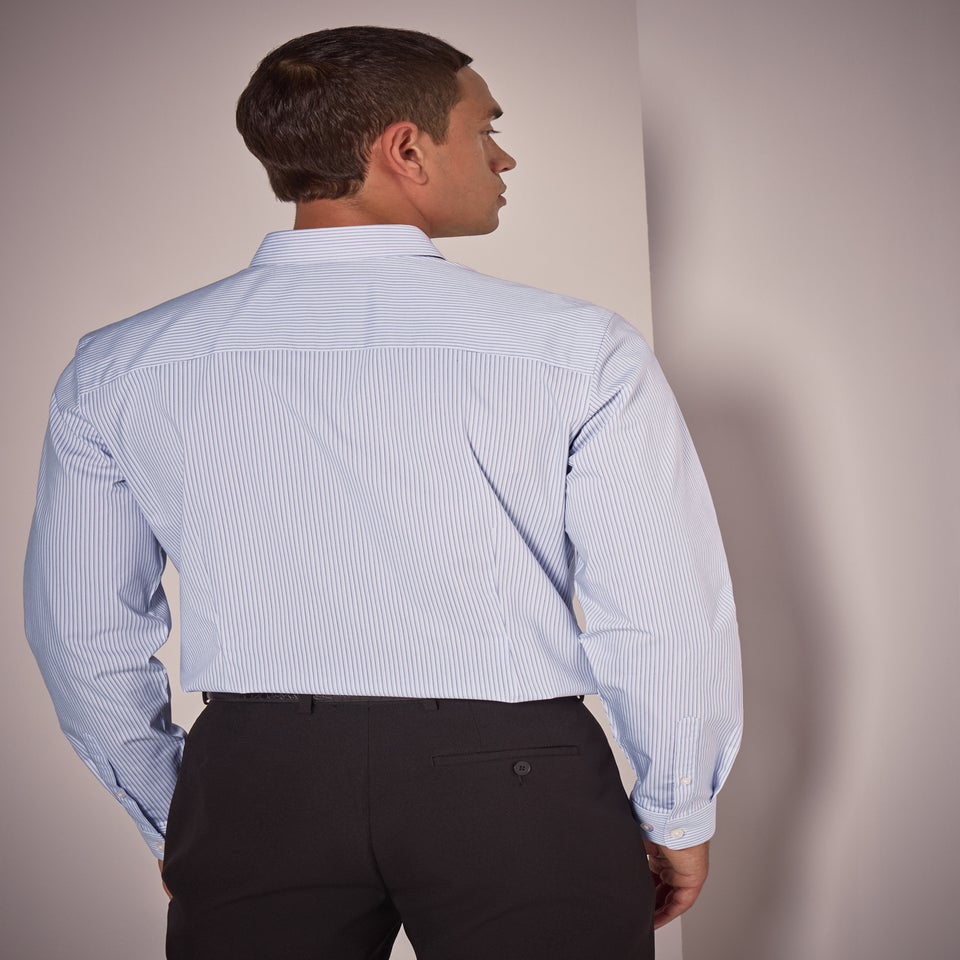 Taylor & Wright Blue Slim Fit Blue Burgundy Stripe Shirt