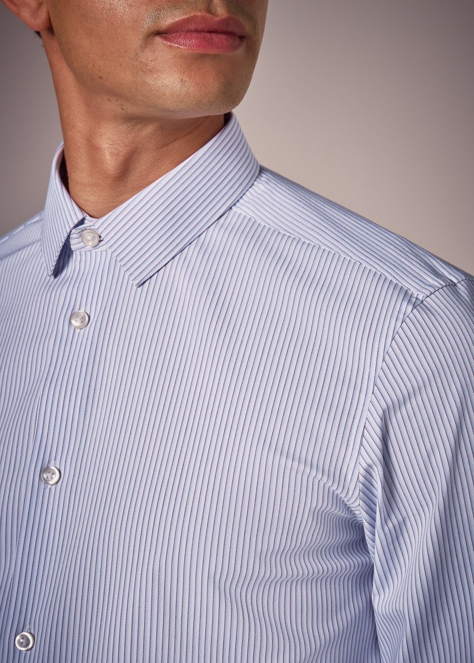 Taylor & Wright Blue Slim Fit Blue Burgundy Stripe Shirt