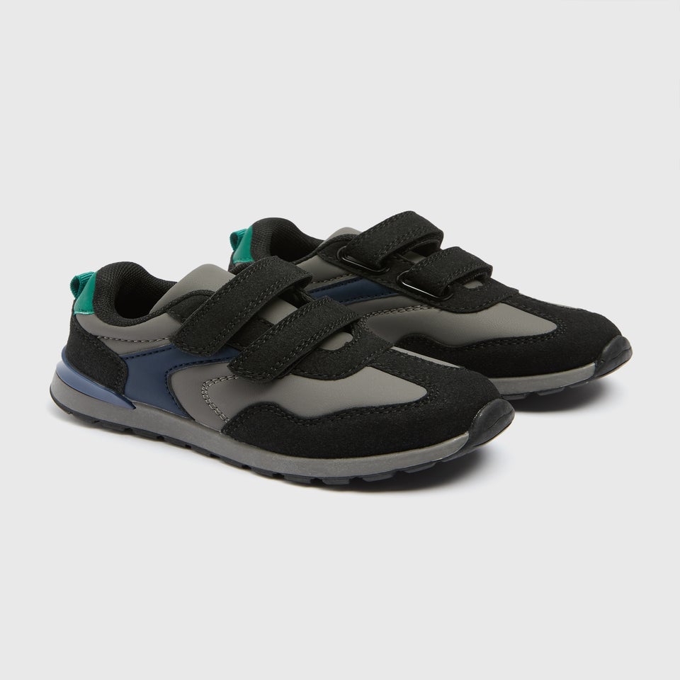 Boys Grey Retro Trainers (Younger 4-12)