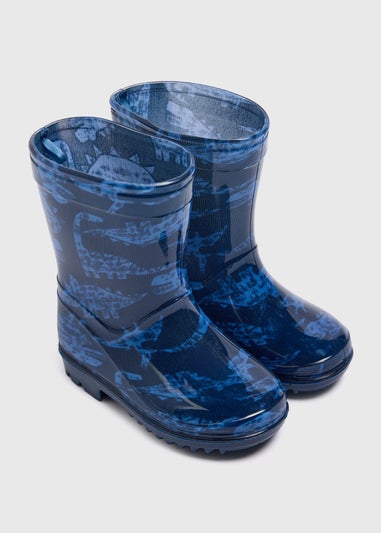 Boys Navy Dinosaur Wellies (Infant 4-12)
