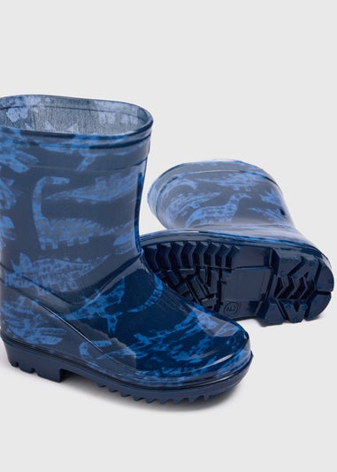 Boys Navy Dinosaur Wellies (Infant 4-12)