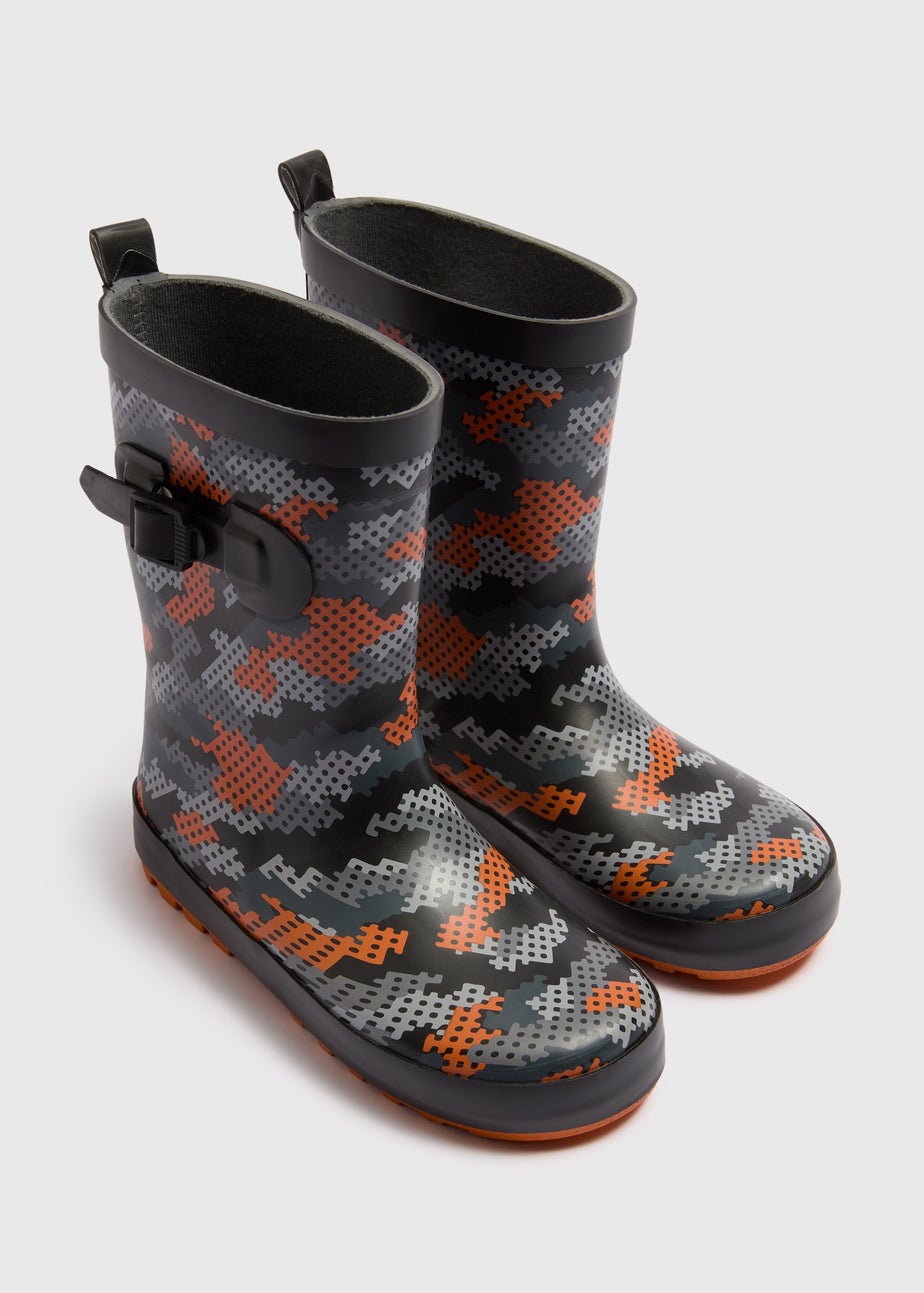 Boys Grey Camo Wellies (Infant 10- Older 6)