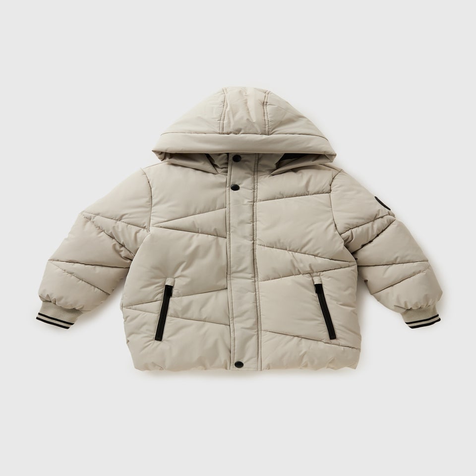 Boys Stone Diagonal Quilted Parka (7-15yrs)