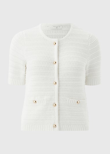 Ivory Stitch Short Sleeve Cardigan