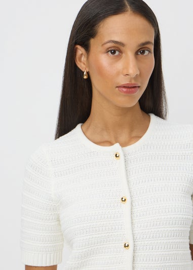 Ivory Stitch Short Sleeve Cardigan