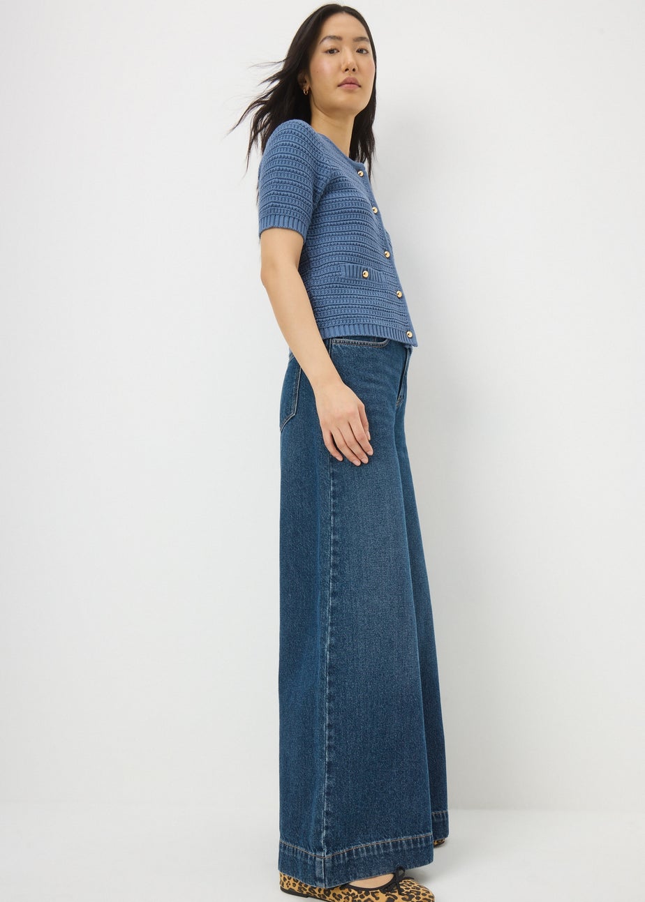 Blue Stitch Detail Cardigan