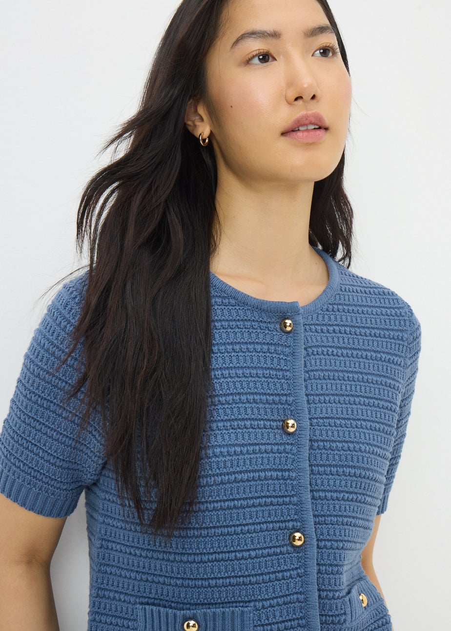 Blue Stitch Detail Cardigan