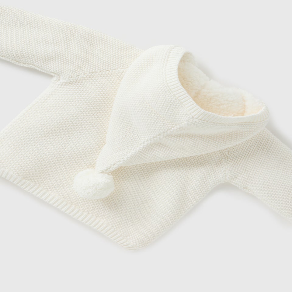 Baby Cream Borg Lined Cardigan (Newborn-23mths)