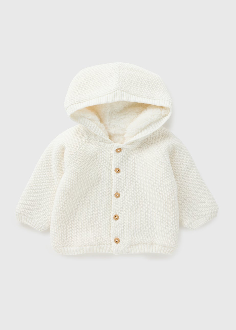 Baby Cream Borg Lined Cardigan (Newborn-23mths)