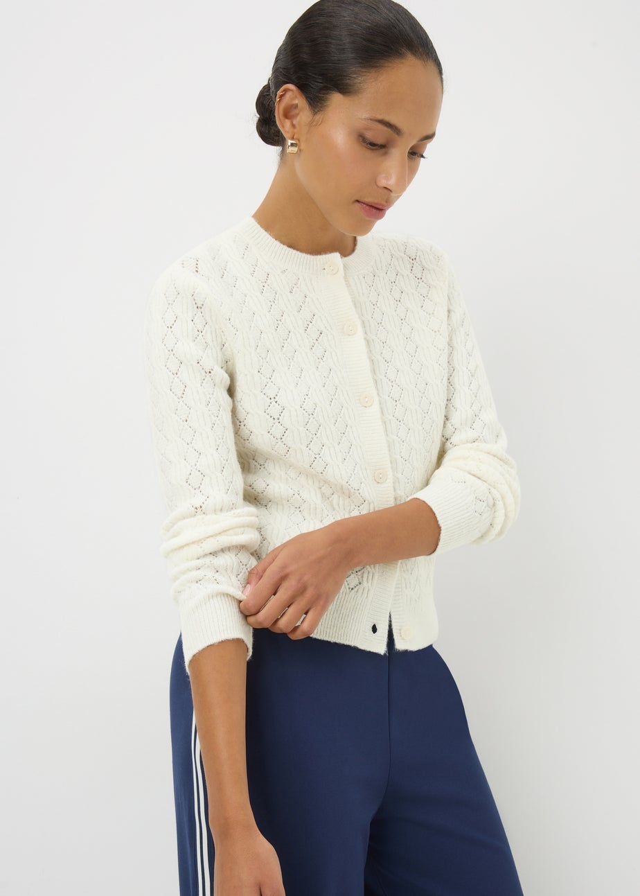 Cream Pointelle Knit Cardigan