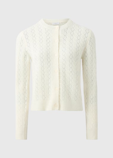 Cream Pointelle Knit Cardigan