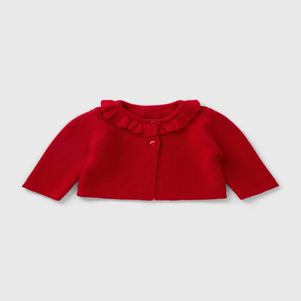Baby Red Frill Cardigan (Newborn-23mths)
