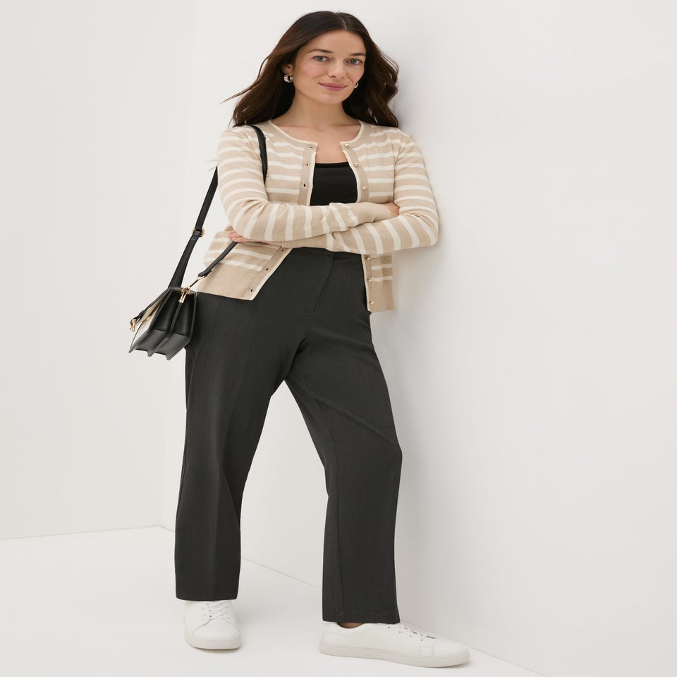 Et Vous Grey Straight Petite Leg Trousers