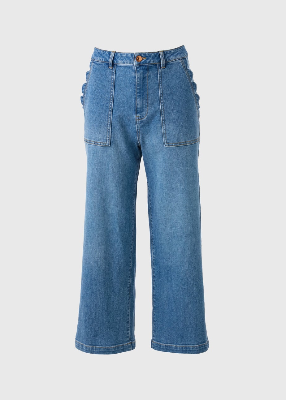 Midwash Scalloped Edge Cropped Jeans