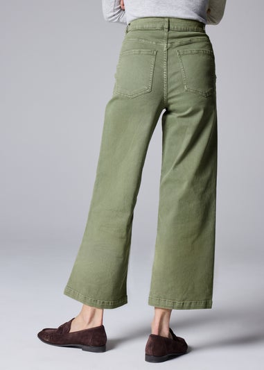Green Scallop Edge Crop Jeans
