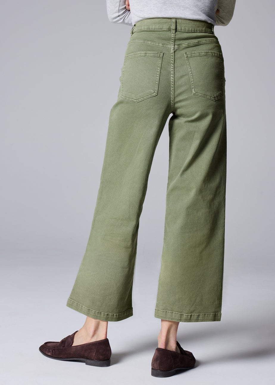 Green Scallop Edge Crop Jeans