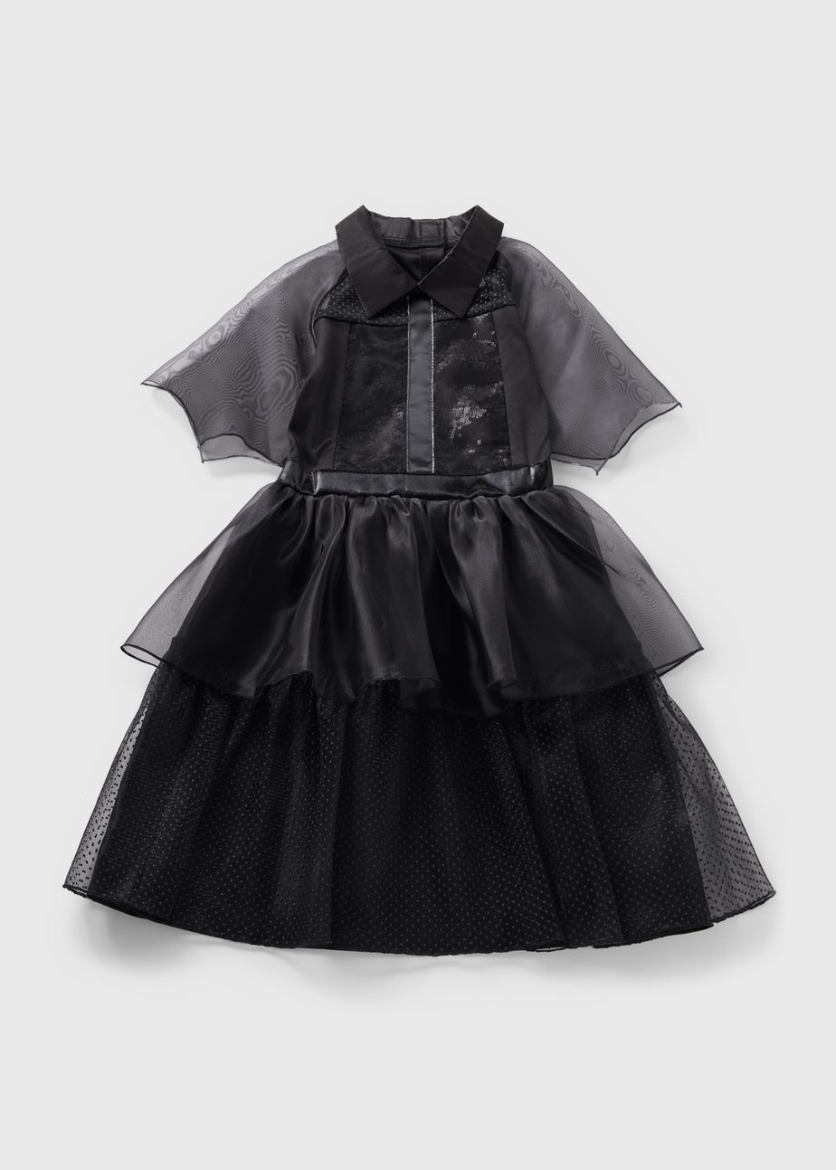 Girls Black Prom Mesh Halloween Costume (4-13yrs)