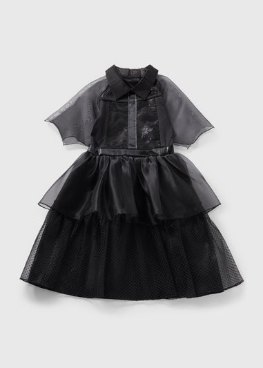 Girls Black Prom Mesh Halloween Costume (4-13yrs)