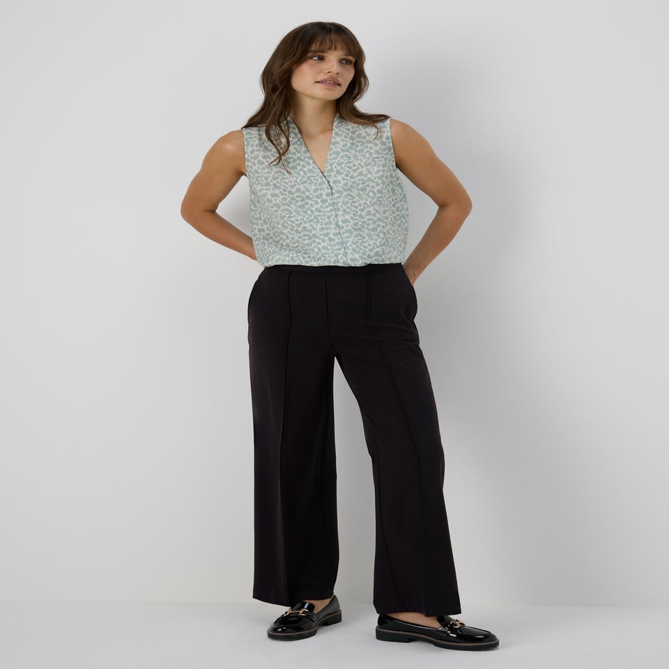 Et Vous Black Wide Long Leg Trousers