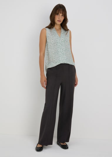Et Vous Grey Petite Wide Leg Trousers