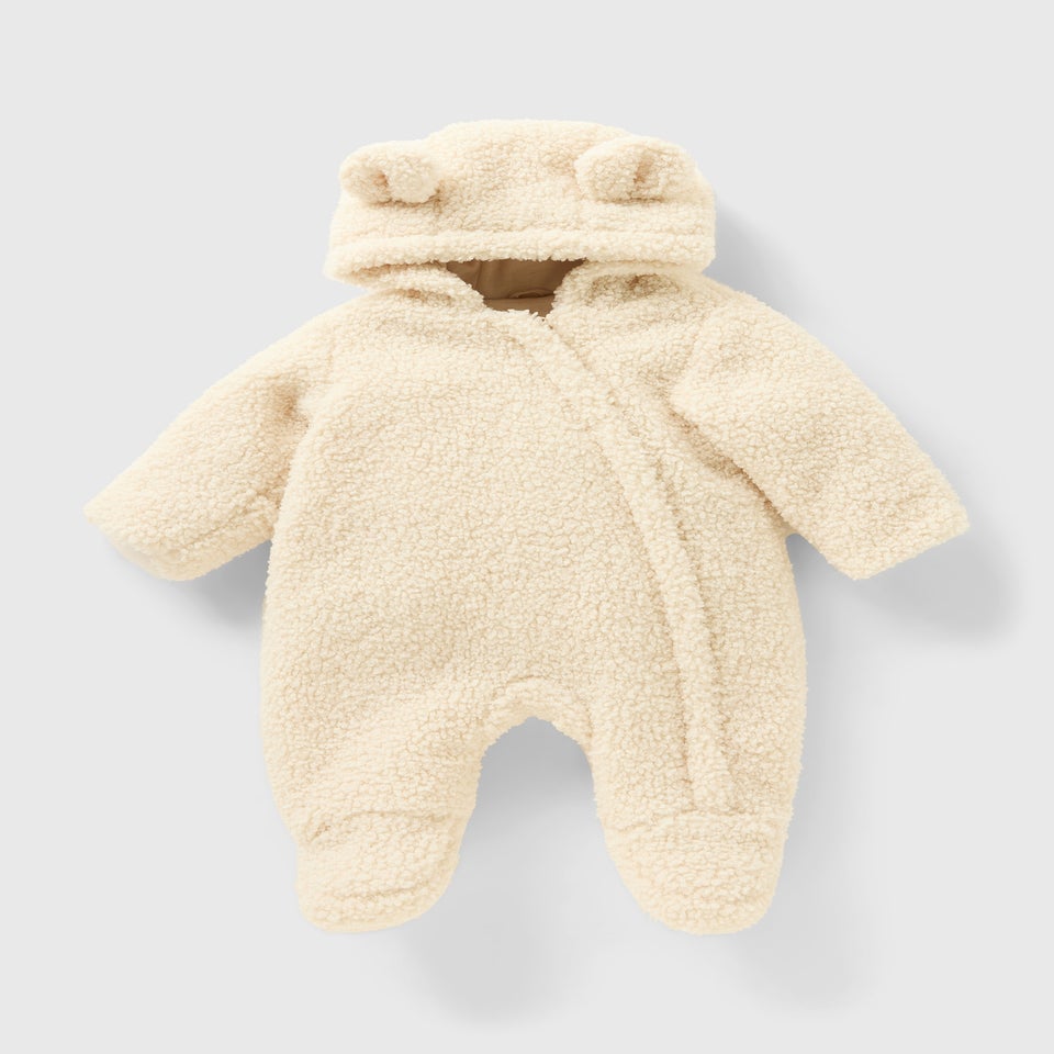 Baby Cream Borg Snowsuit (Newborn-23mths)
