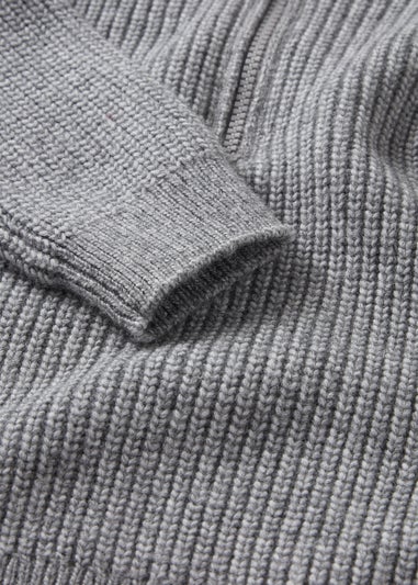 Boys Grey Knitted Zip Polo Jumper (1-7yrs)