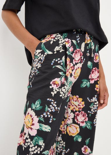 Black Floral Cropped Trousers