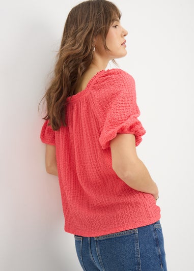 Coral Textured Gypsy Top
