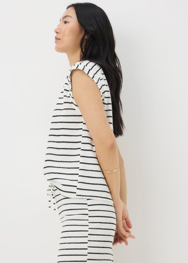 Monochrome Stripe Co Ord Towelling Top