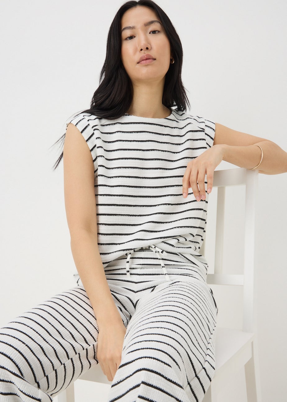Monochrome Stripe Co Ord Towelling Top