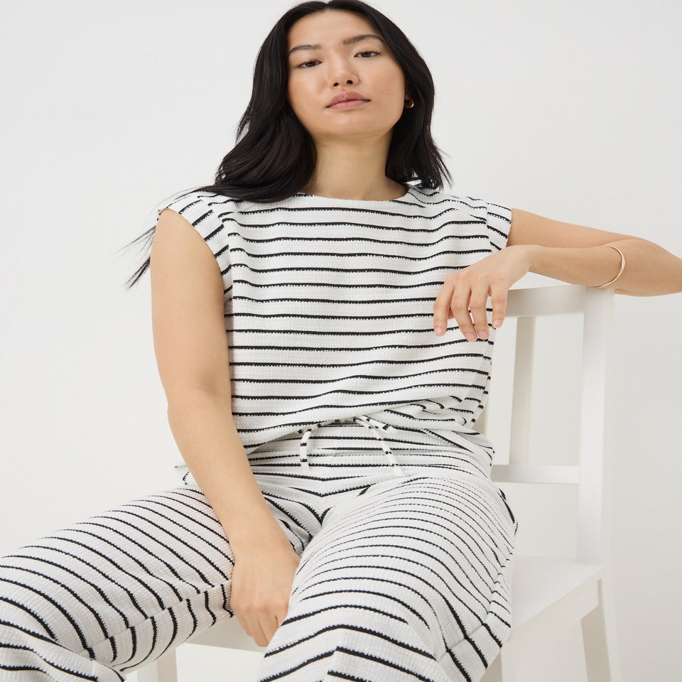 Monochrome Stripe Co Ord Towelling Top