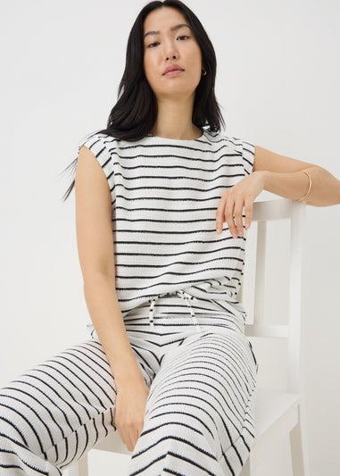 Monochrome Stripe Co Ord Towelling Top