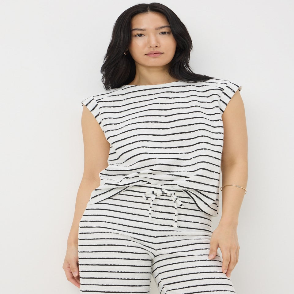 Monochrome Stripe Co Ord Towelling Top
