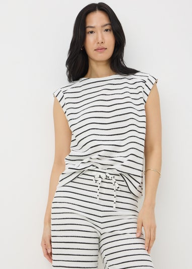 Monochrome Stripe Co Ord Towelling Top