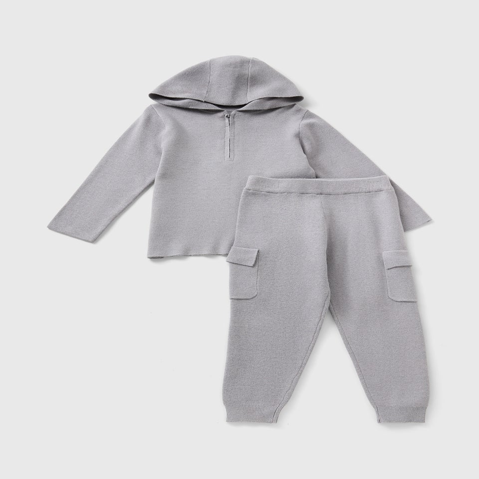 Boys Grey Knit Hoodie & Jogger Set (1-7yrs)