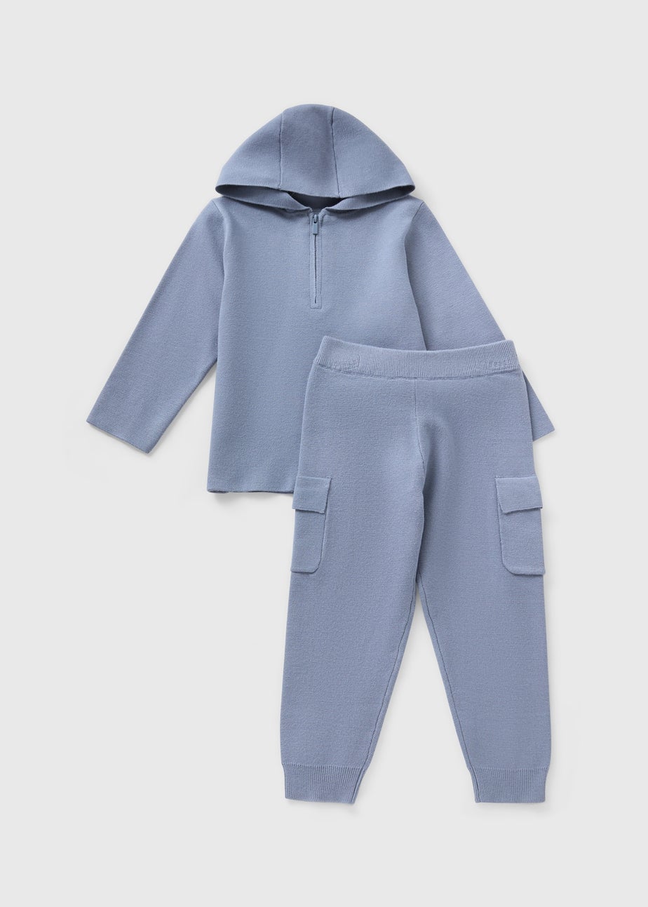 Boys Blue Knit Hoodie & Jogging Bottom Set (1-7yrs)