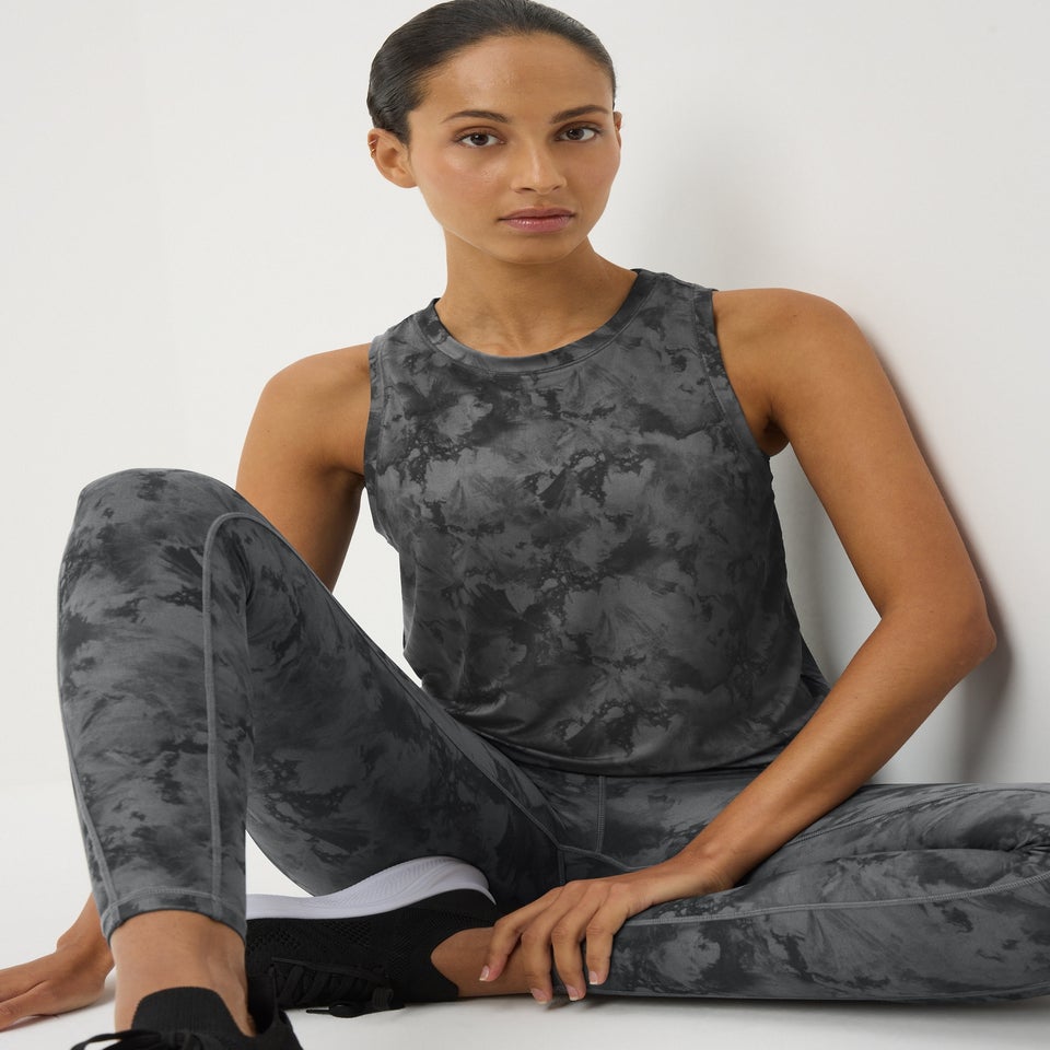 Souluxe Grey Smoke Print High Neck Vest Top
