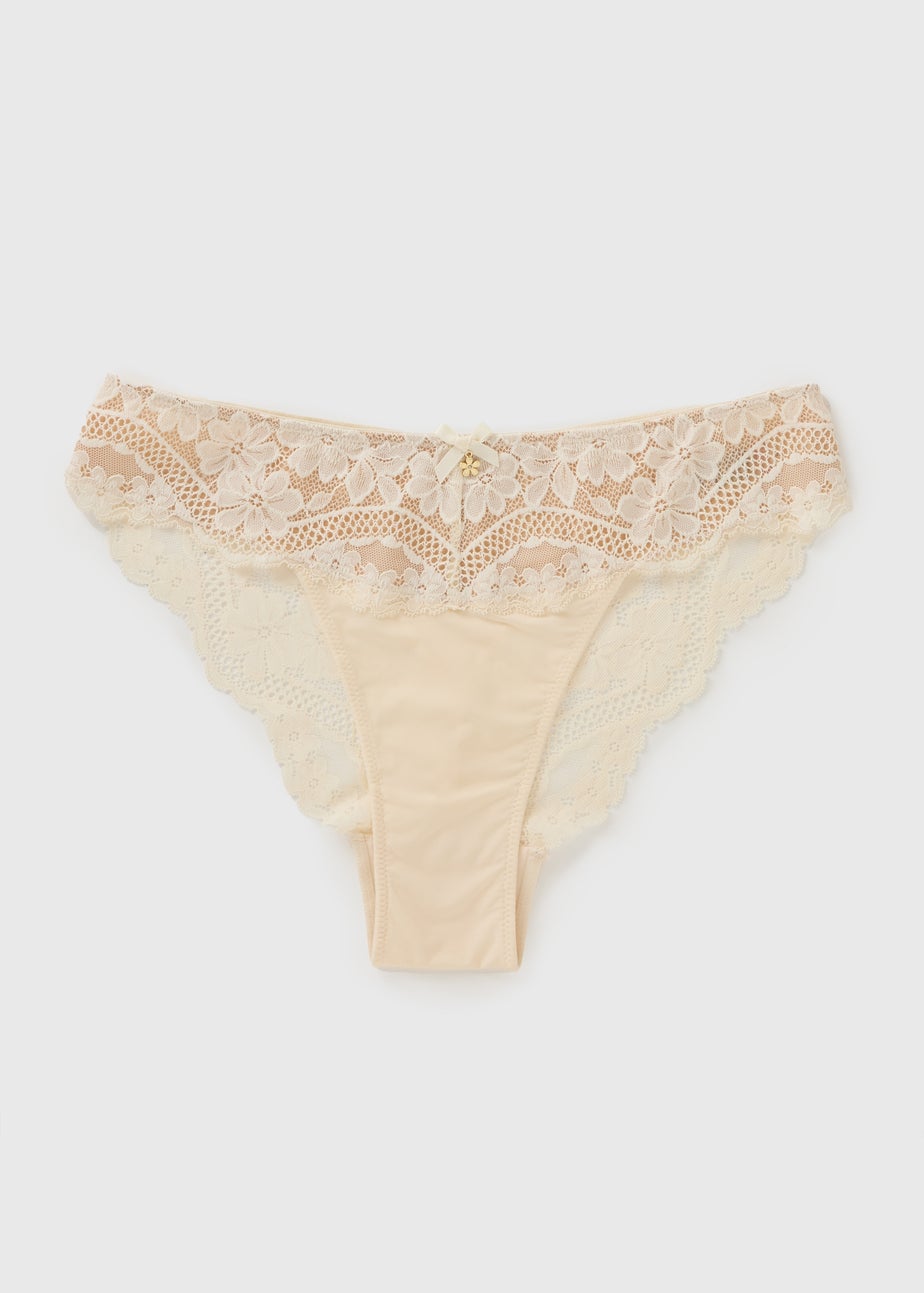Cream Lace Textured Brazilian Co Ord Knickers