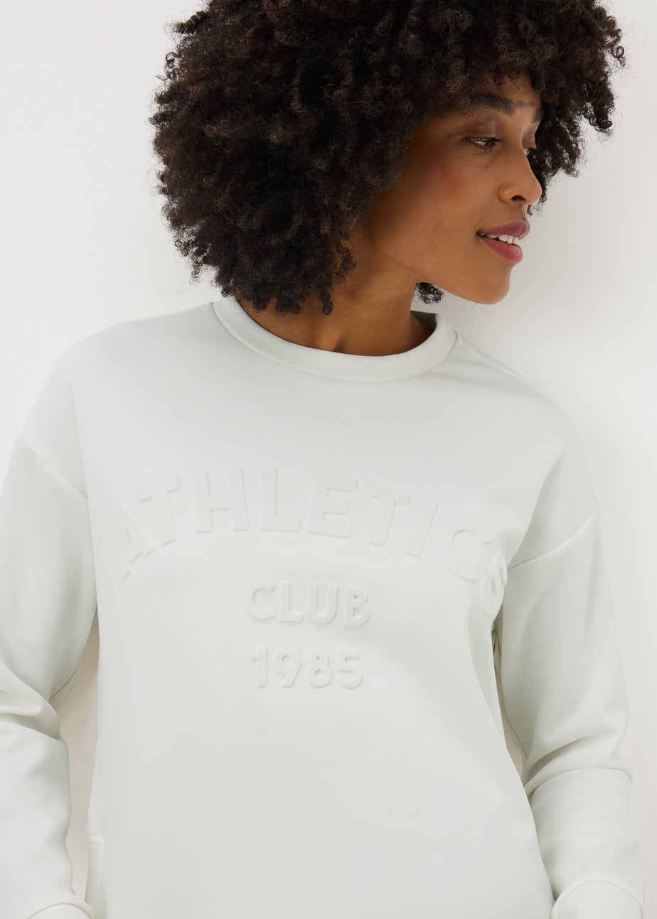 Souluxe Cream Athletics Slogan Embossed Sweatshirt