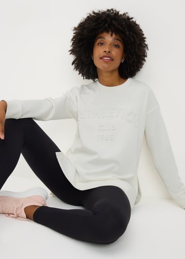 Souluxe Cream Athletics Slogan Embossed Sweatshirt